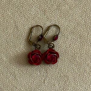 Red Rose Drop Earrings